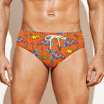 Trippy Pizza Pattern Print Men's Swim Briefs