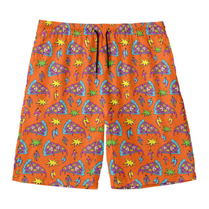 Trippy Pizza Pattern Print Men's Swim Trunks