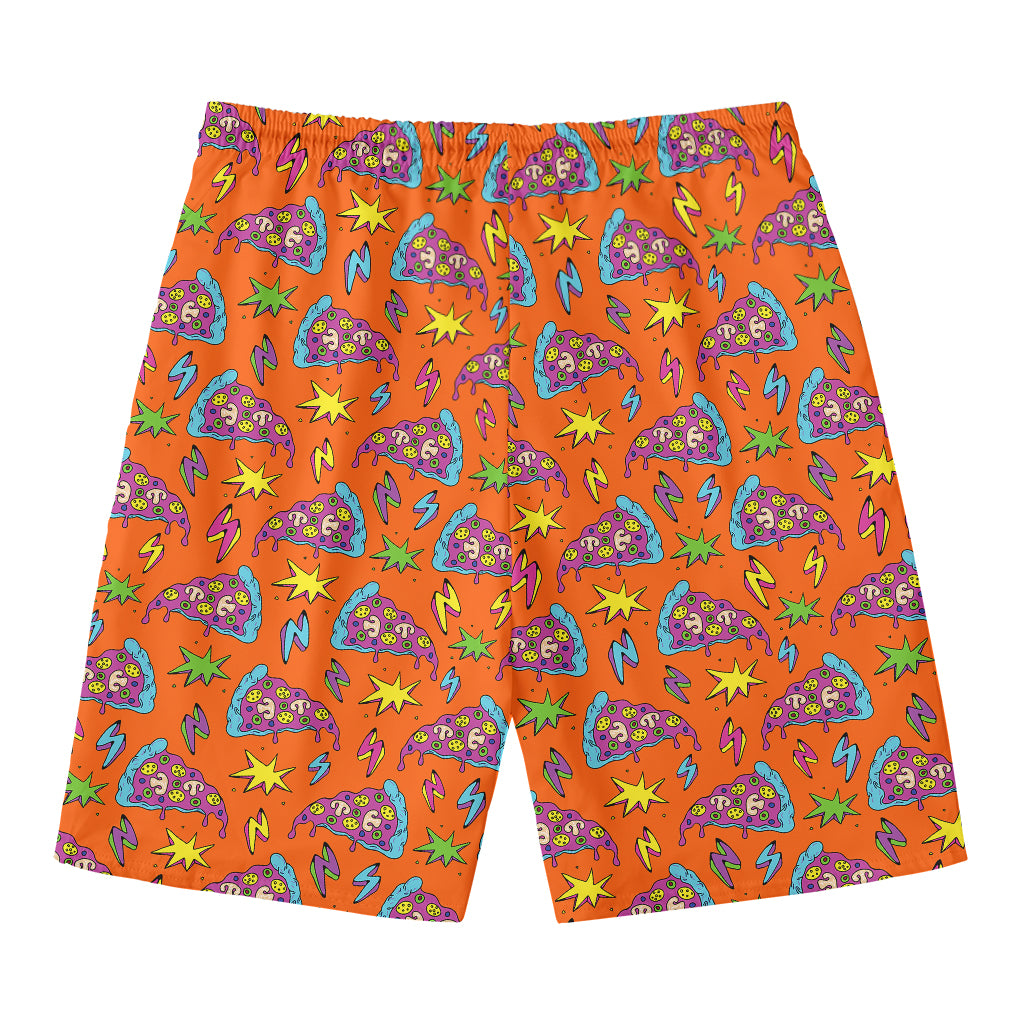 Trippy Pizza Pattern Print Men's Swim Trunks