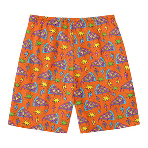 Trippy Pizza Pattern Print Men's Swim Trunks