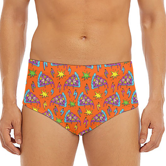 Trippy Pizza Pattern Print Men's Triangle Swim Briefs