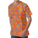 Trippy Pizza Pattern Print Men's Velvet T-Shirt