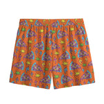 Trippy Pizza Pattern Print Mesh Shorts