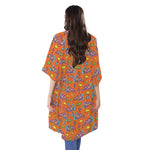 Trippy Pizza Pattern Print Open Front Beach Cover Up