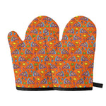 Trippy Pizza Pattern Print Oven Mitts