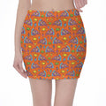 Trippy Pizza Pattern Print Pencil Mini Skirt