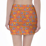 Trippy Pizza Pattern Print Pencil Mini Skirt