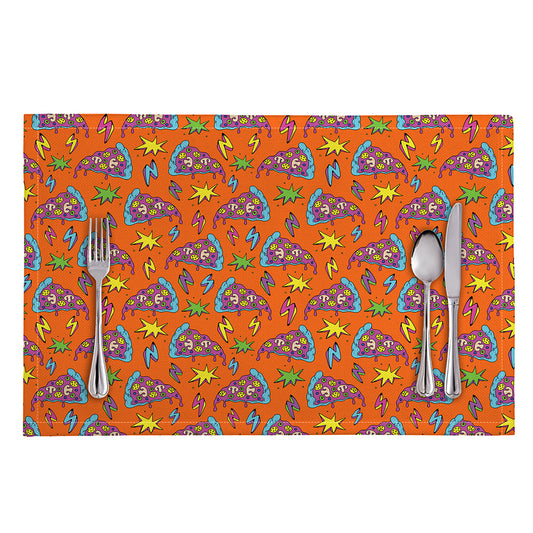 Trippy Pizza Pattern Print Placemat