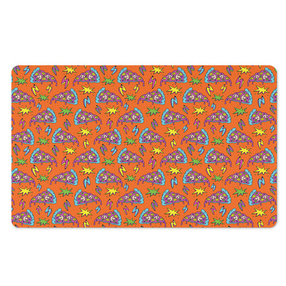 Trippy Pizza Pattern Print Polyester Doormat