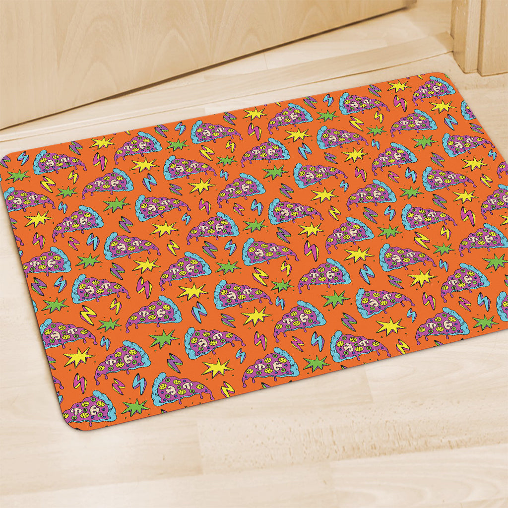 Trippy Pizza Pattern Print Polyester Doormat