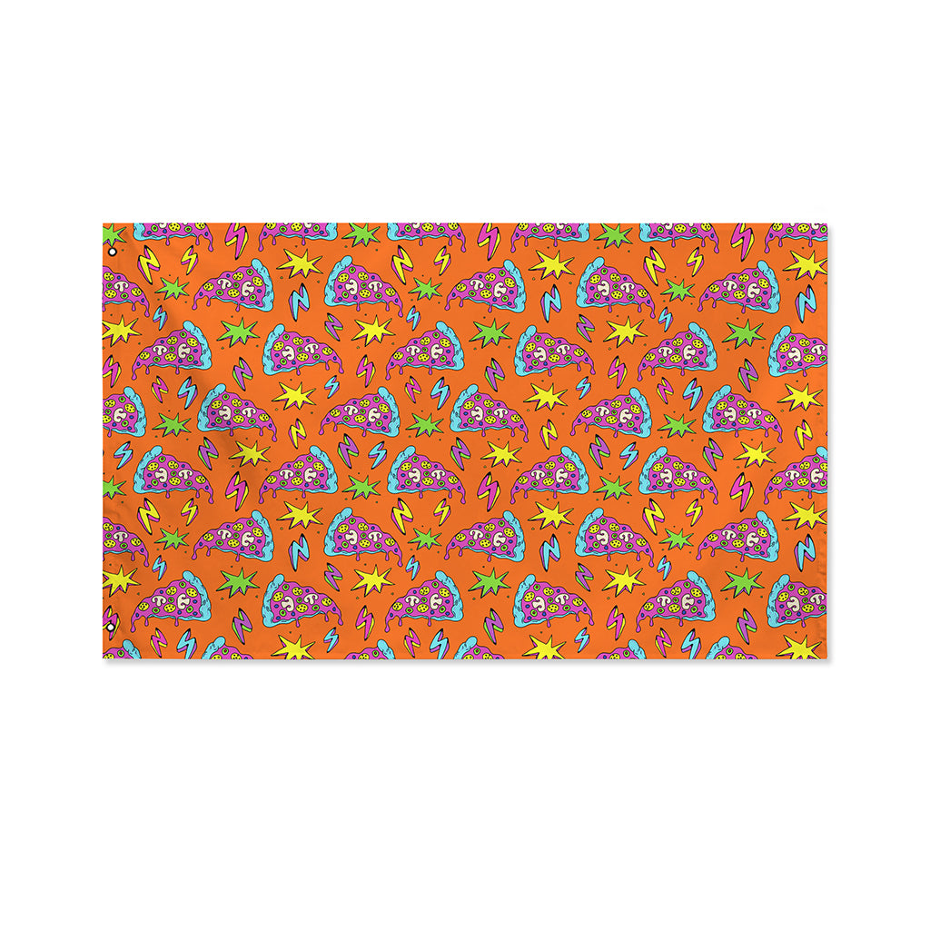Trippy Pizza Pattern Print Polyester Flag
