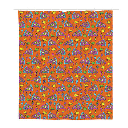 Trippy Pizza Pattern Print Polyester Shower Curtain