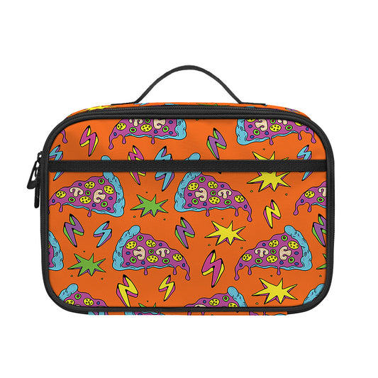 Trippy Pizza Pattern Print Portable Lunch Bag