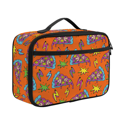 Trippy Pizza Pattern Print Portable Lunch Bag