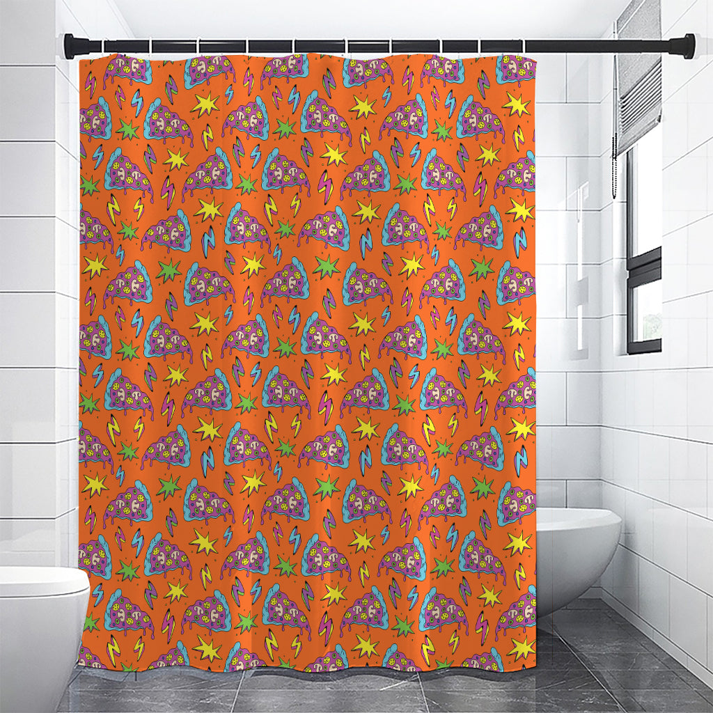 Trippy Pizza Pattern Print Premium Shower Curtain