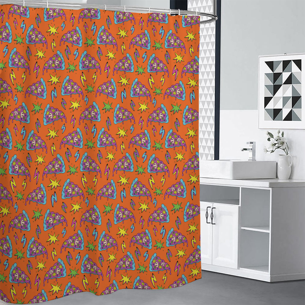 Trippy Pizza Pattern Print Premium Shower Curtain