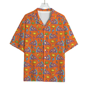 Trippy Pizza Pattern Print Rayon Hawaiian Shirt