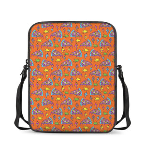 Trippy Pizza Pattern Print Rectangular Crossbody Bag