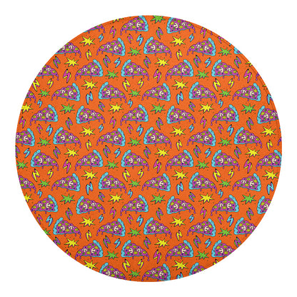 Trippy Pizza Pattern Print Round Blanket
