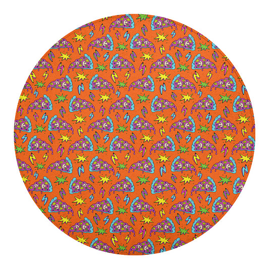 Trippy Pizza Pattern Print Round Blanket