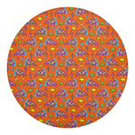 Trippy Pizza Pattern Print Round Blanket