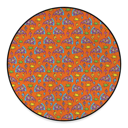 Trippy Pizza Pattern Print Round Floor Mat