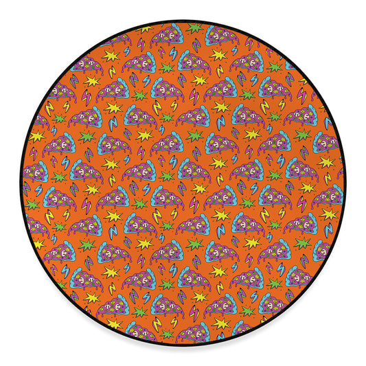 Trippy Pizza Pattern Print Round Floor Mat