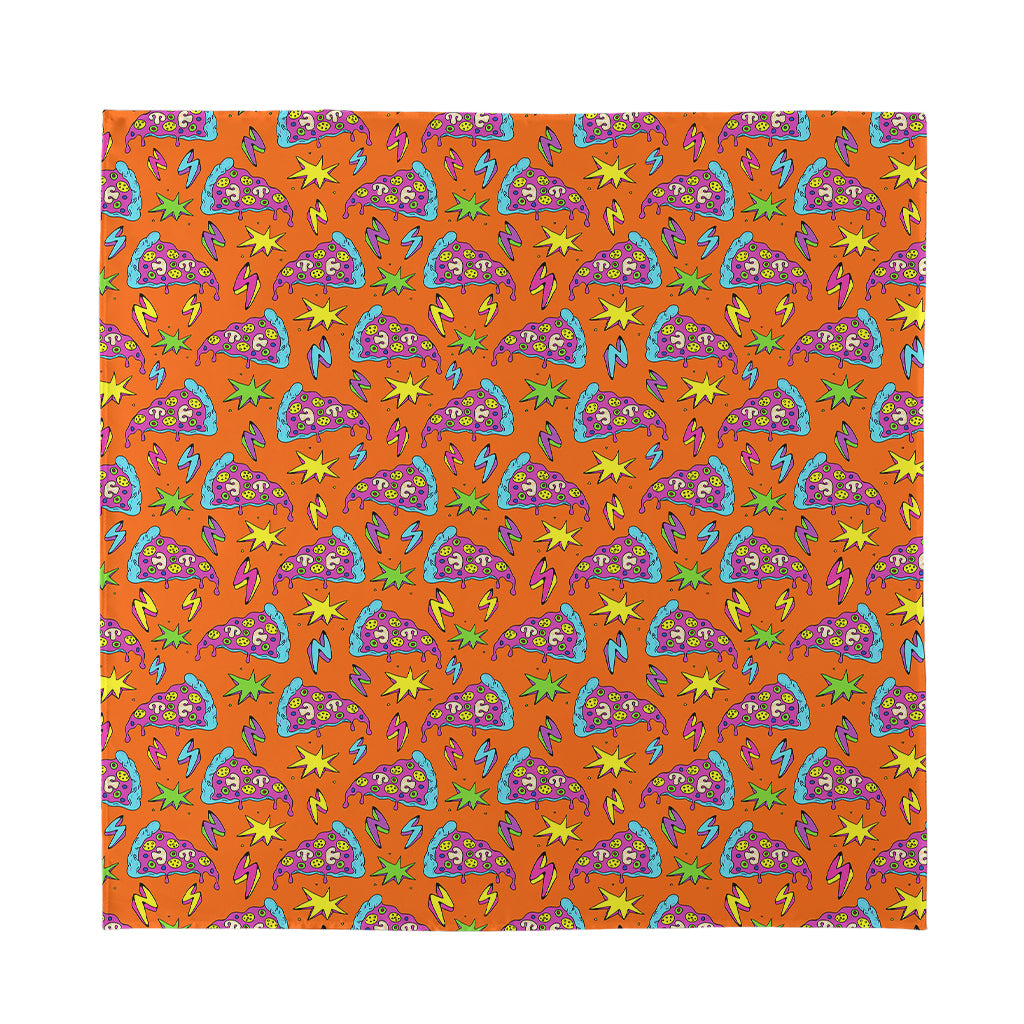 Trippy Pizza Pattern Print Silk Bandana