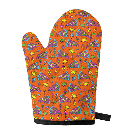Trippy Pizza Pattern Print Single Oven Mitt
