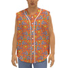 Trippy Pizza Pattern Print Sleeveless Baseball Jersey