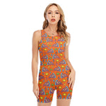 Trippy Pizza Pattern Print Sleeveless One Piece Swimsuit