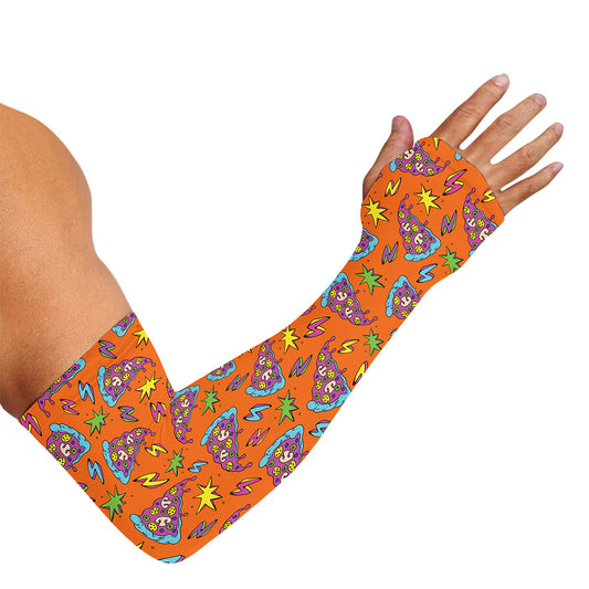 Trippy Pizza Pattern Print Sun Protection Arm Sleeves