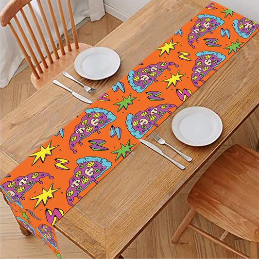 Trippy Pizza Pattern Print Table Runner
