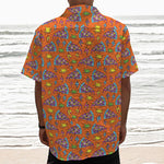 Trippy Pizza Pattern Print Textured Short Sleeve Shirt