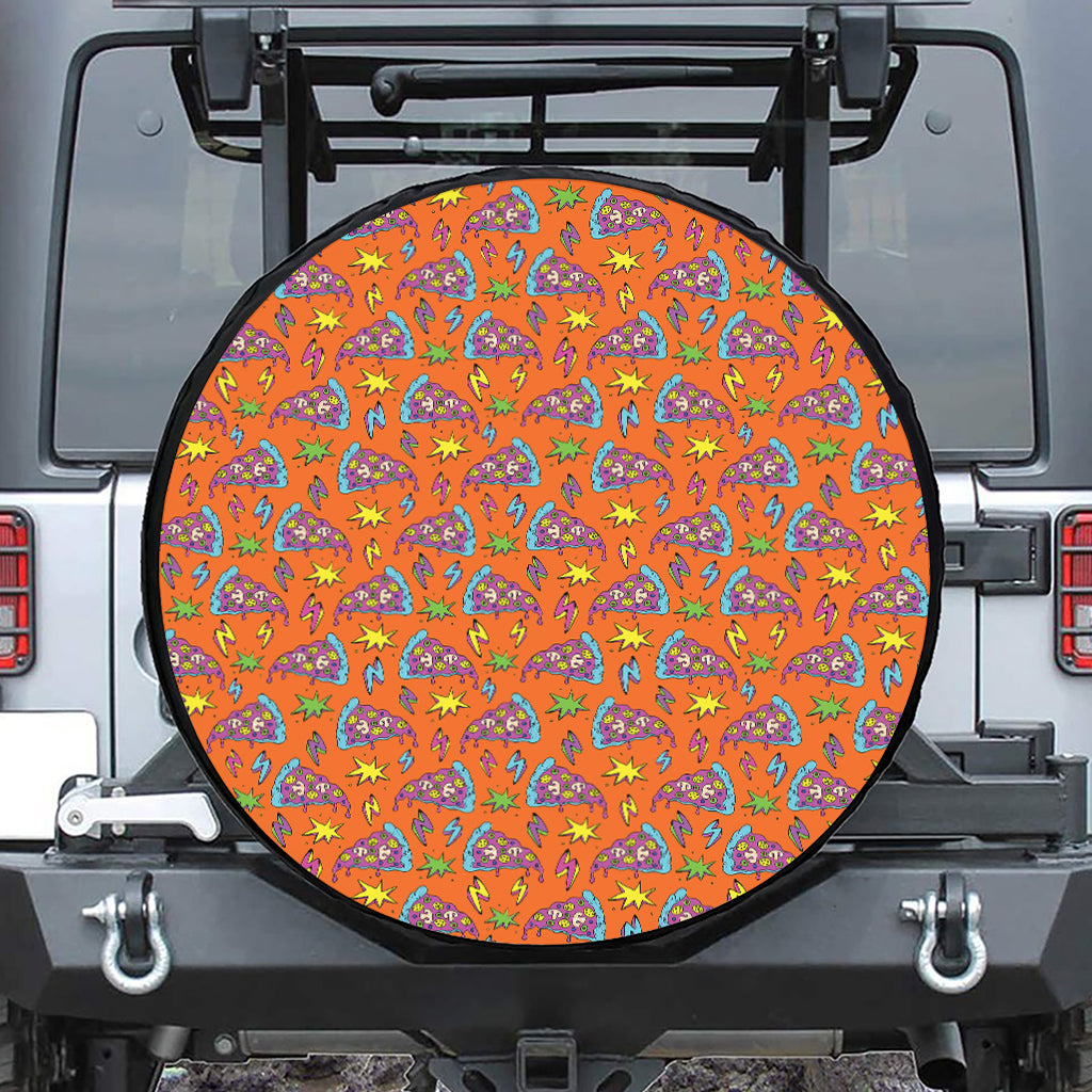 Trippy Pizza Pattern Print Tire Cover