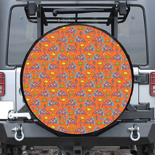 Trippy Pizza Pattern Print Tire Cover