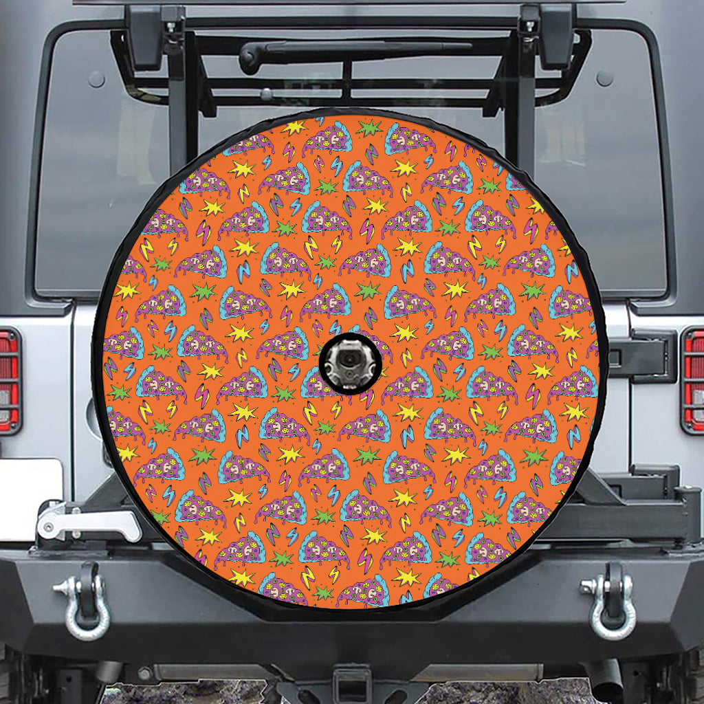 Trippy Pizza Pattern Print Tire Cover With Camera Hole