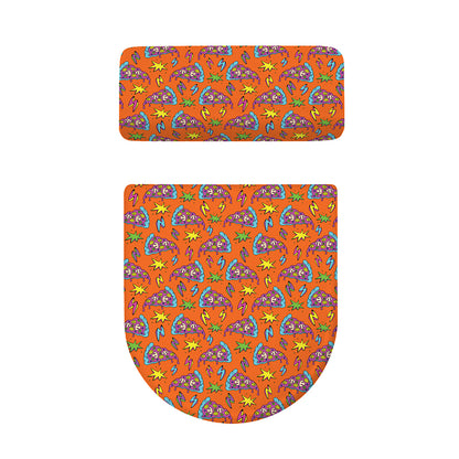 Trippy Pizza Pattern Print Toilet Lid And Tank Cover Set
