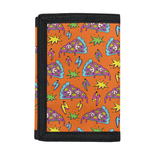 Trippy Pizza Pattern Print Trifold Wallet