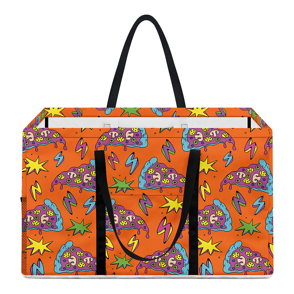 Trippy Pizza Pattern Print Utility Tote Bag