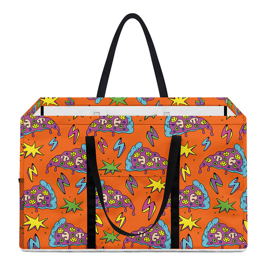 Trippy Pizza Pattern Print Utility Tote Bag
