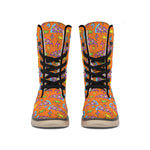 Trippy Pizza Pattern Print Winter Boots