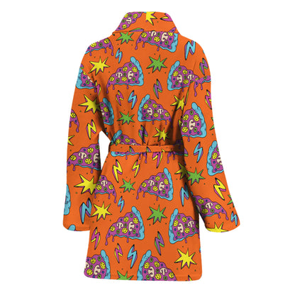 Trippy Pizza Pattern Print Women's Bathrobe