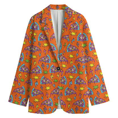 Trippy Pizza Pattern Print Women's Blazer
