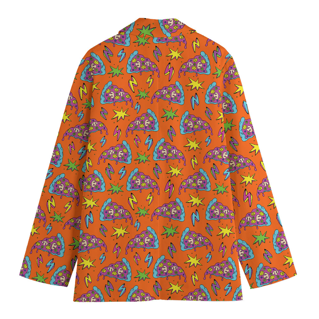 Trippy Pizza Pattern Print Women's Blazer