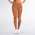 Trippy Pizza Pattern Print Women's Capri Leggings