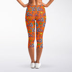 Trippy Pizza Pattern Print Women's Capri Leggings