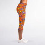 Trippy Pizza Pattern Print Women's Capri Leggings