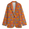 Trippy Pizza Pattern Print Women's Cotton Blazer