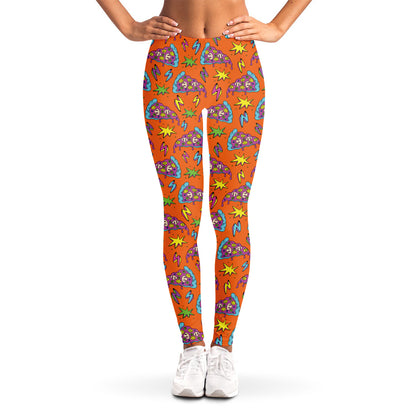 Trippy Pizza Pattern Print Women's Leggings